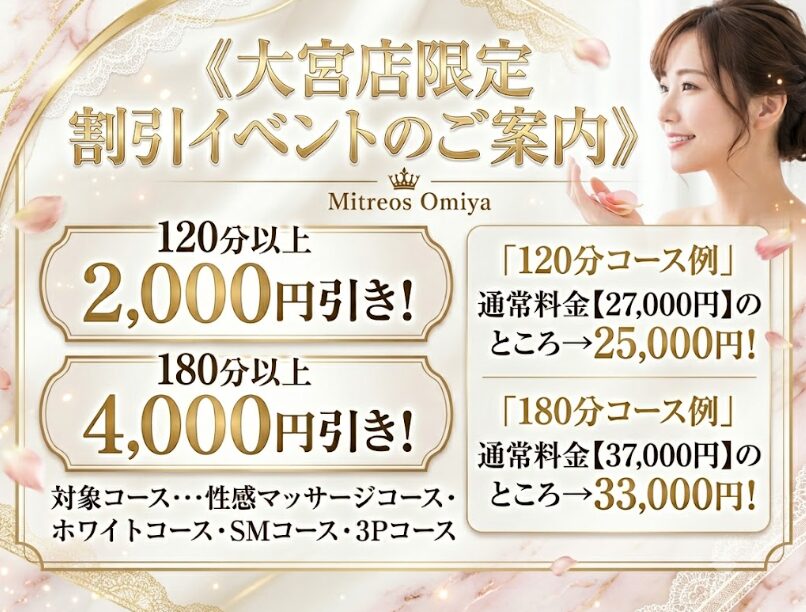 女性用風俗ミトレオス大宮店イベント割引料金表