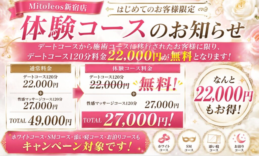 新宿店の初回体験コースの詳細