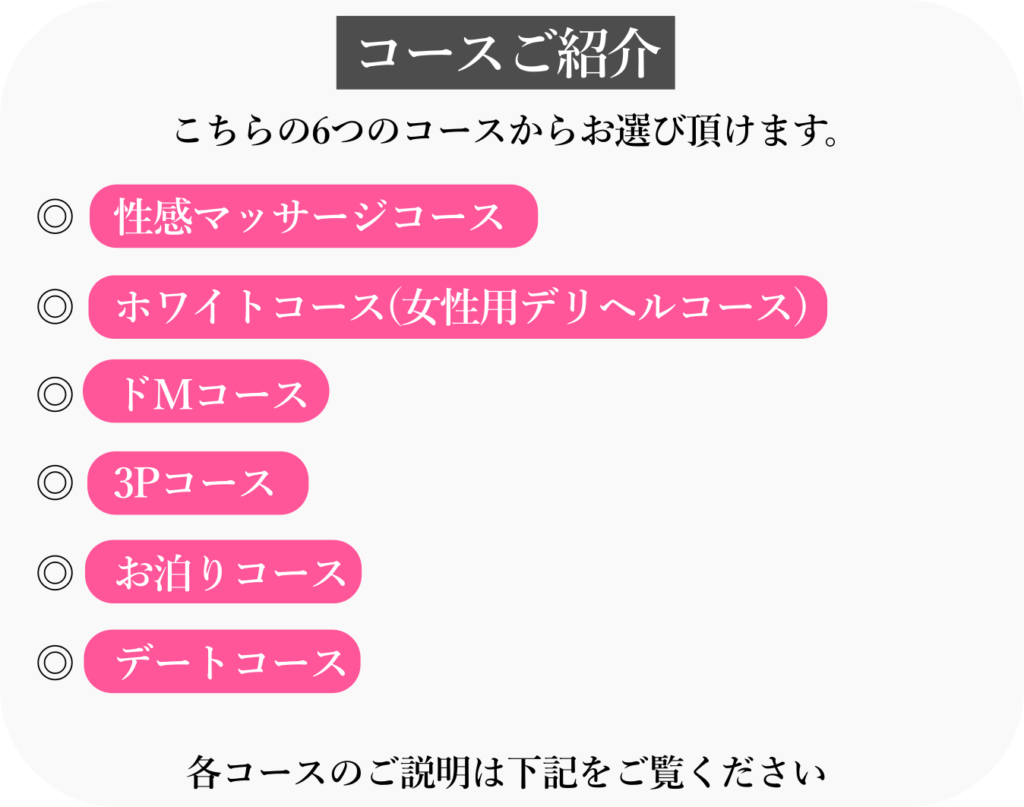 女性用風俗ミトレオス宇都宮のコース案内