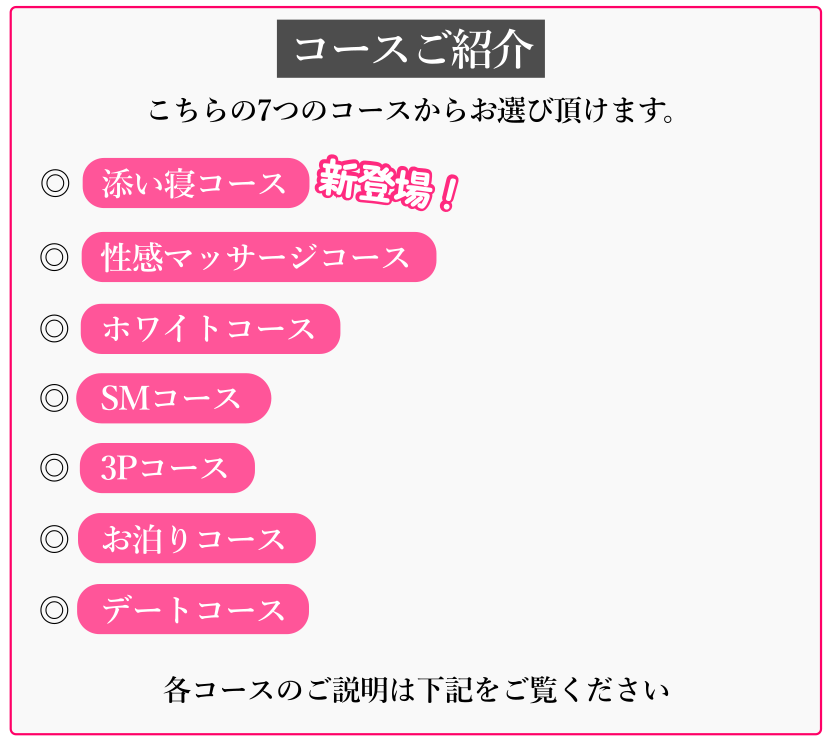 女性用風俗ミトレオスのコース一覧